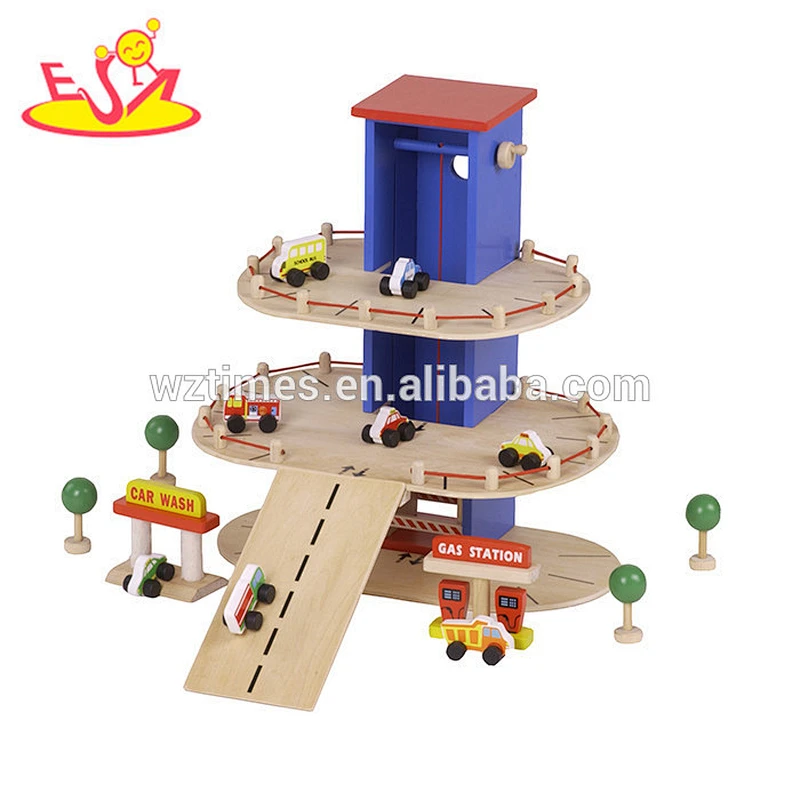 2018 wholesale toddlers wooden toy car garage, new kids toy car garage, best children wooden toy car garage W04B039