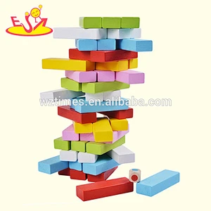 Venta al por mayor venta caliente 48 unids niño de madera apilar ladrillos de juguete de enseñanza de ayuda niño de madera apilar ladrillos juguete W13D151