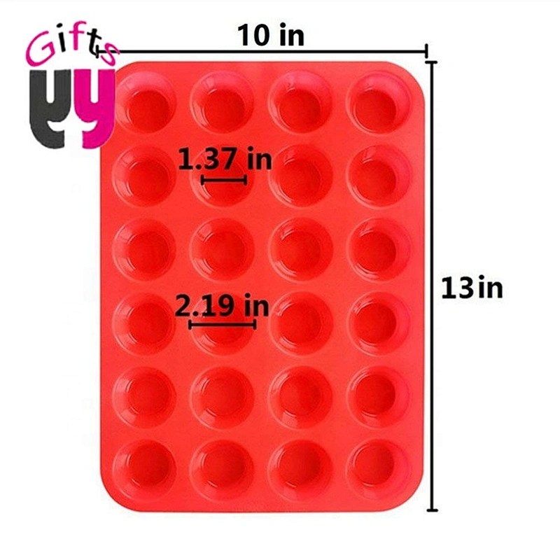 Mini Muffin Silicone 24 Non Stick Silicone Molds Pan Round cupcake baking mould
