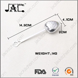 Tea Filter Long Grip Heart Shaped Tea Strainer