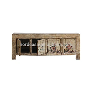 Oriental antique vintage elm solid wooden lacquer chests Asian sideboard distressed cabinet