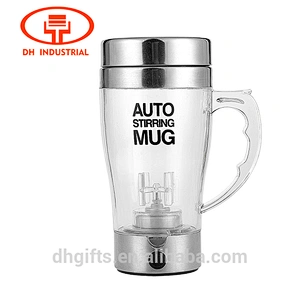 Free sample food grade PC material coffee mugs self stirring cup