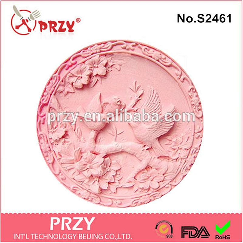 PRZY Newest design DIY Silicone Three Birds on Bough Soap Mold for sale