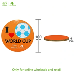 World Cup Design MDF Coasters, environmentally friendly anti skid high quality novelty football cork coaster in stock