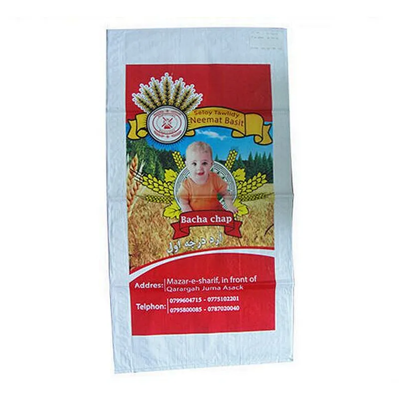 50kg gravure printing white plastic laminated pp woven wheat flour packaging bag for sugar,rice,feet,bran
