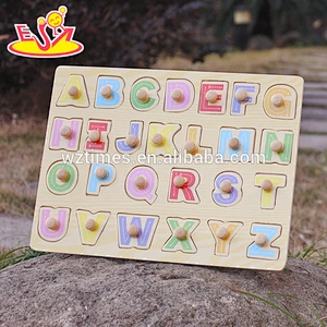 2018 top sale kids wooden alphabet puzzle educational alphabet puzzle W14M101