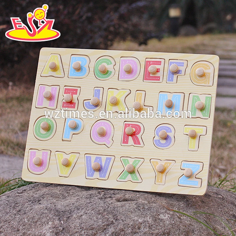 2018 top sale kids wooden alphabet puzzle educational alphabet puzzle W14M101