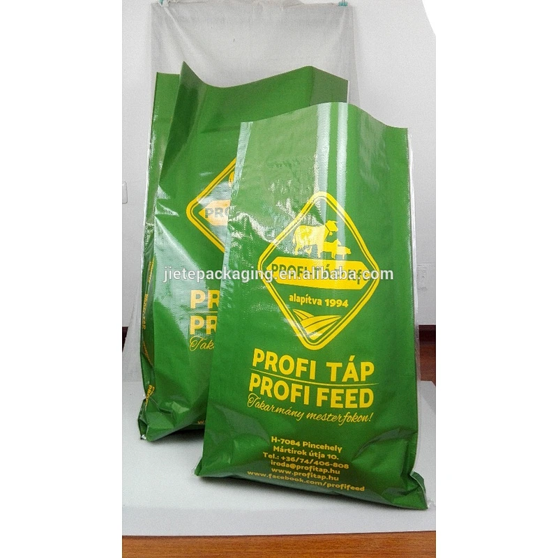 Customized design printing laminated green pp woven feed bag for livestock,poultry