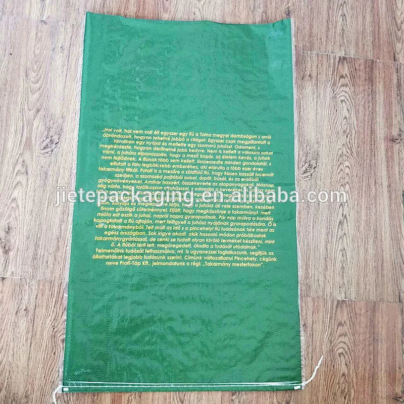 Customized design printing laminated green pp woven feed bag for livestock,poultry