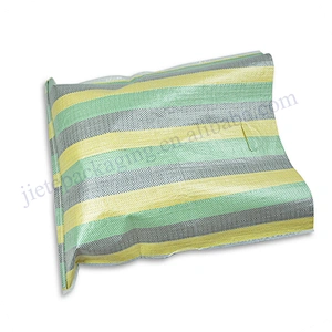 Durable using color strip pp woven shopping bag with D handle
