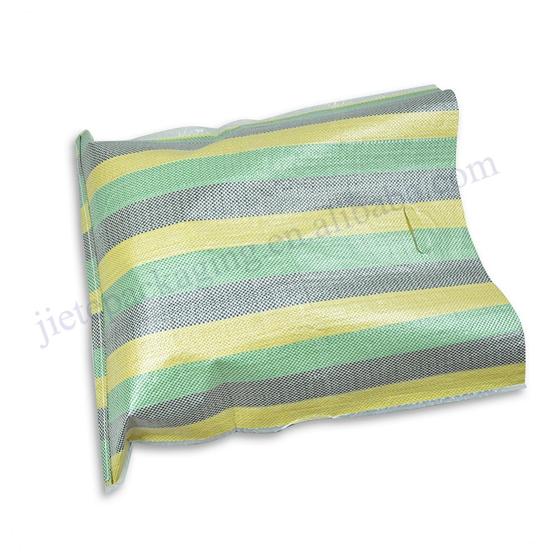 Durable using color strip pp woven shopping bag with D handle
