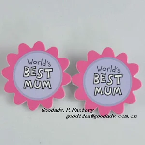 Flower shape paper badge with plastic button pin as novelty gifts