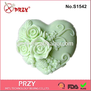 heart and rose shape silicone soap mold