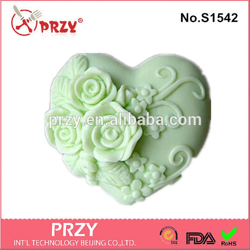 heart and rose shape silicone soap mold