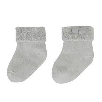 baby colorful double cuff pompoms thick cotton winter socks