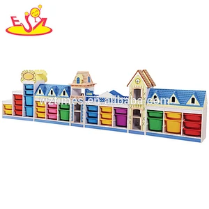 Wholesale kindergarten storage shelf wooden kids toy storage ideas high quality wooden children toy storage ideas W08C187