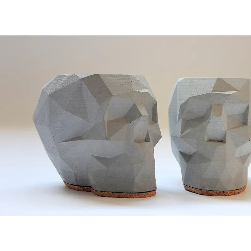 S9064 Geometric Skull flower pot molds Concrete pot silicone molds concrete holder molds cement moulds