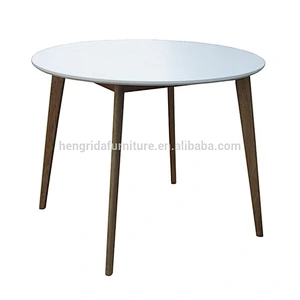 Retro MDF round Dining Table with Solid walnut Wood Legs