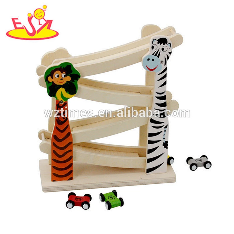 Wholesale interesting mini car game wooden rail slide toy for children W04C039