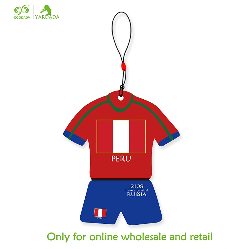 Peru hot sale air freshener, New World Cup shirt shape, a variety of flavors,welcome to order