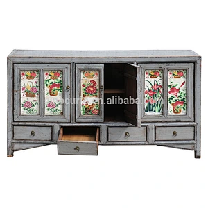 wholesale furniture china Chinese antique cabinet living room with ceramic tile
