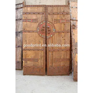 classic antique entrance double wooden doors