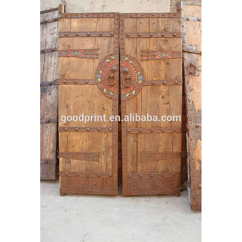 classic antique entrance double wooden doors