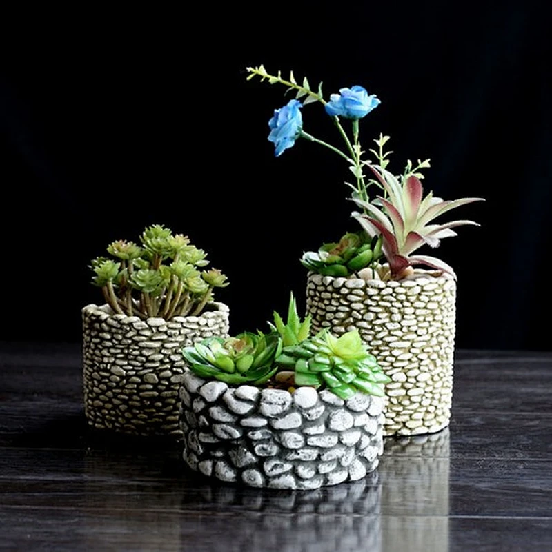3D Cement imitation stone vase mold silicone planter mould silicone molds