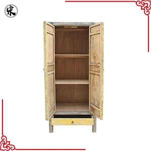 beijing chinese antique distressed shabby chic old door bedroom wardrobe furniture