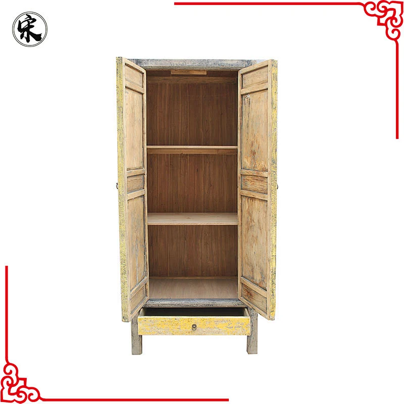 beijing chinese antique distressed shabby chic old door bedroom wardrobe furniture