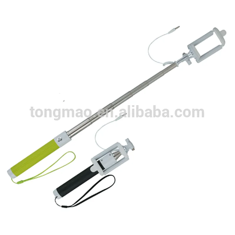 Handheld Extendable Folded Clamp Selfie Stick With Cable