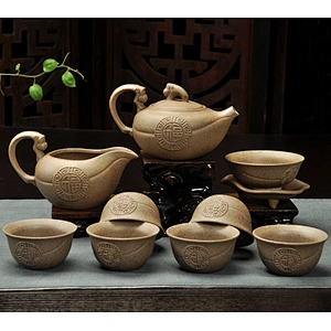 10 pcs Gift Packing Home Tea Set China Supplier Han Dynasty Tea Pot Set Health Ceramic Porcelain Tea Cup Set