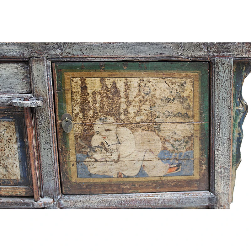 chinese antique recycled wood lacquered TV console furniture