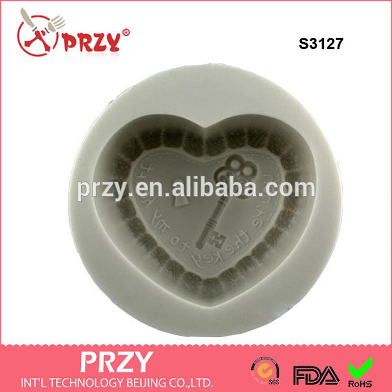 S3127 Wholesale Custom heart shape Silicone Soap Mold key silicone mold