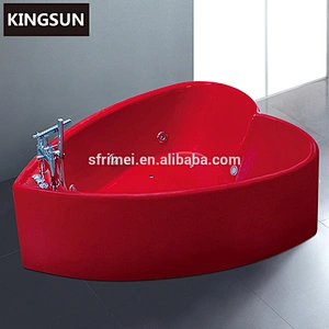Oxblood red heart shaped freestanding chinese soaking tub