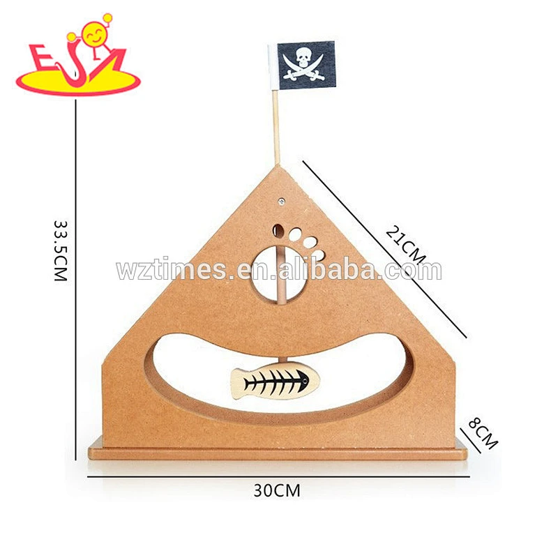 2018 Wholesale cheap wooden interactive cat toy best design pet IQ training wooden interactive cat toys W06F033