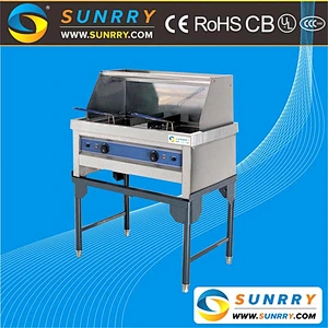 New Product 2tank 2 basket 14L*2 industrial electric deep fat fryer with guard element for frying with CE for sale
