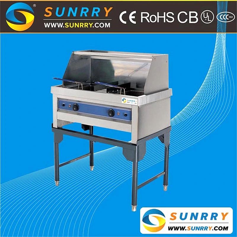 New Product 2tank 2 basket 14L*2 industrial electric deep fat fryer with guard element for frying with CE for sale