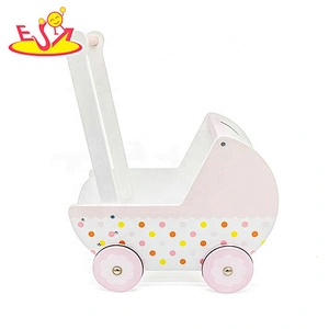 New arrival preschool wooden pink baby walker with toy storage W16E102B
