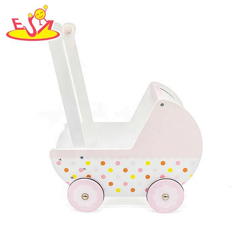 New arrival preschool wooden pink baby walker with toy storage W16E102B