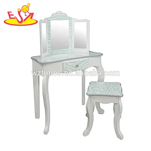 2018 New bule pattern wooden dressing table designs with mirrors W08H093