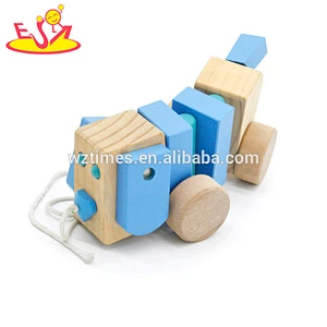 wholesale top quality kids cute wooden animal pull along toy for gift W05B032-Z