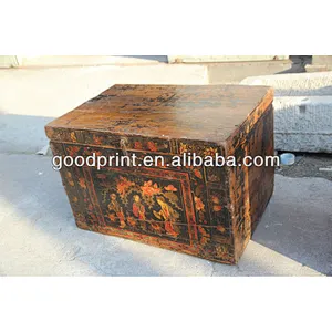 chinese antiquep old painting wedding chest