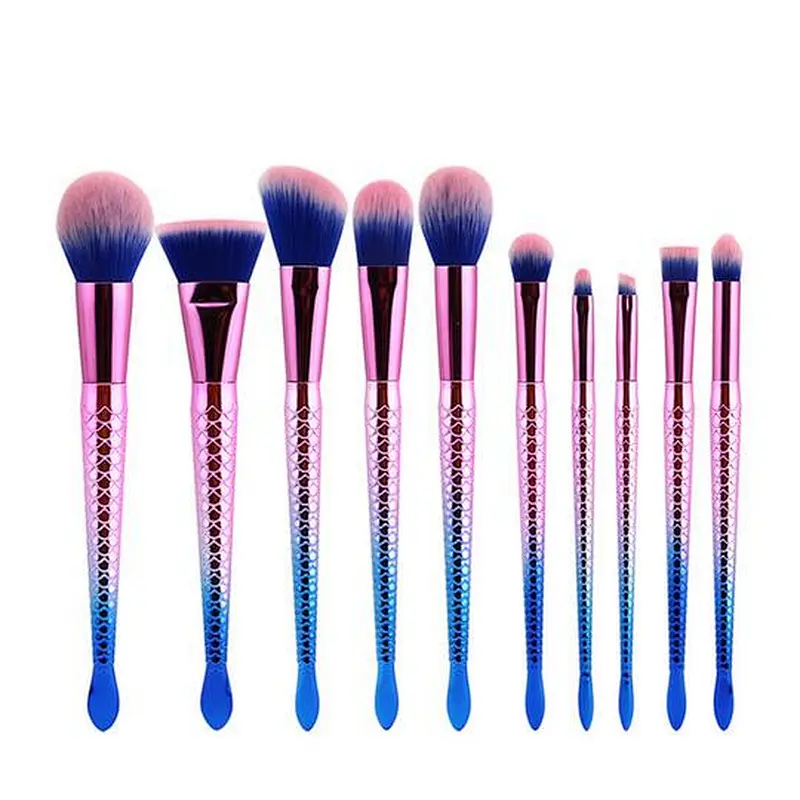 10PCS Mermaid Makeup Brushes Set With Case