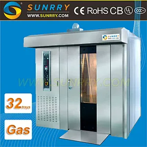 Hot sale industrial full automatic 32 trays french bread rotary machine rack oven gas sale
