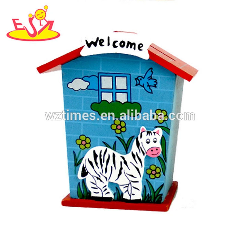 wholesale new design wooden money saving box for kids cute wooden money saving box for kids W02A028