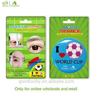 Hot selling 2018 football cup high-quality handy design round and mini decorative pocket mirrors