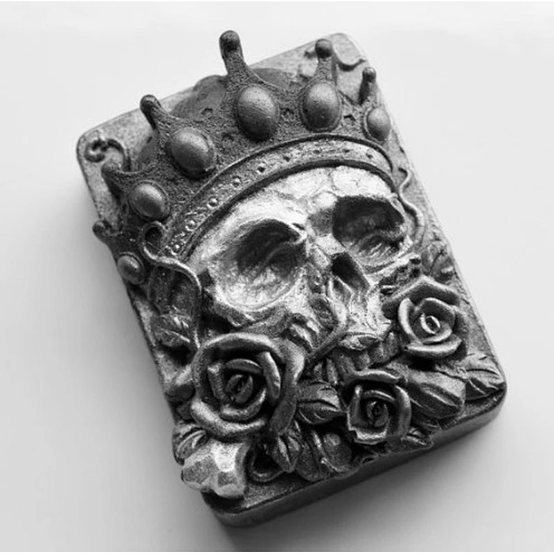 Wholesale Crowned skull with Roses Handmade soap Candle Silicone Mold