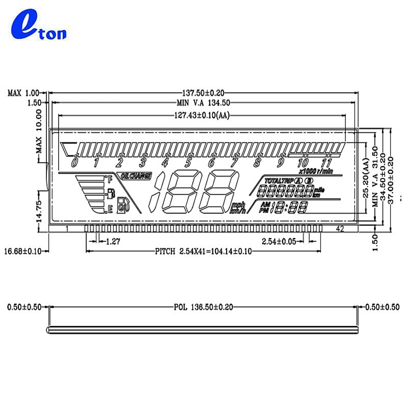 Motorcycle HTN Speedometer LCD Display Screen