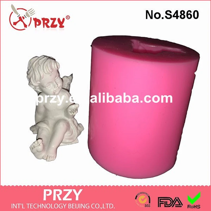 S4860 3d Angel cupid silicone soap molds cupid decorative fondant mold for sell